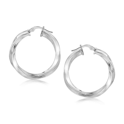 Sterling Silver Polished Spiral Hoop Earrings